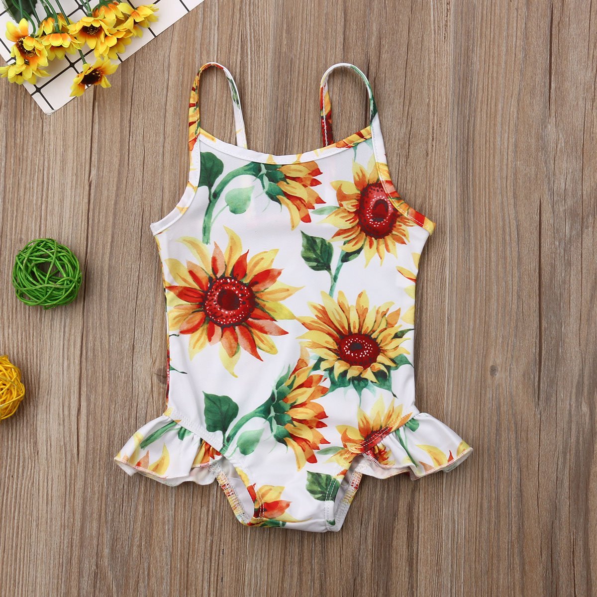 girls sunflower swimsuit