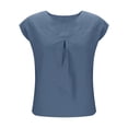 thumbnail image 4 of Tank Tops for Women Cotton Linen Cap Sleeve Sleeveless Solid Color Loose Shirt T-shirt Navy S, 4 of 6