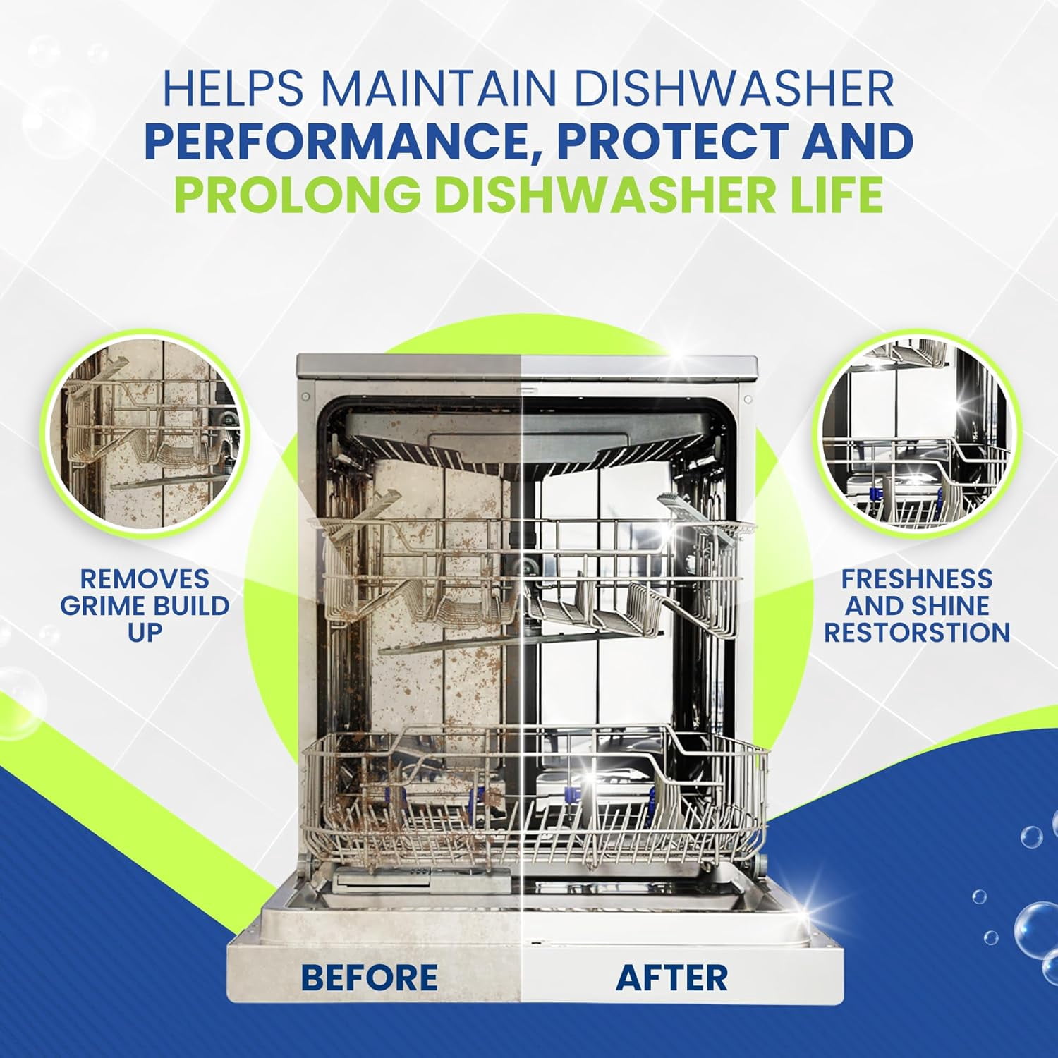 Dishwasher Cleaner & Deodorizer Tablets, 24-Pack Dishwasher Maintenance Tablets for Interior, Pump, Filter, Spray arm & Drain, Helps Remove Grease, Limescale & Mineral Buildup 1-Year Supply