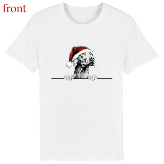 Unisex White T-Shirt Graphic Tees Christmas Weimaraner Dog Design Shirts S-5XL Casual Daily Tops