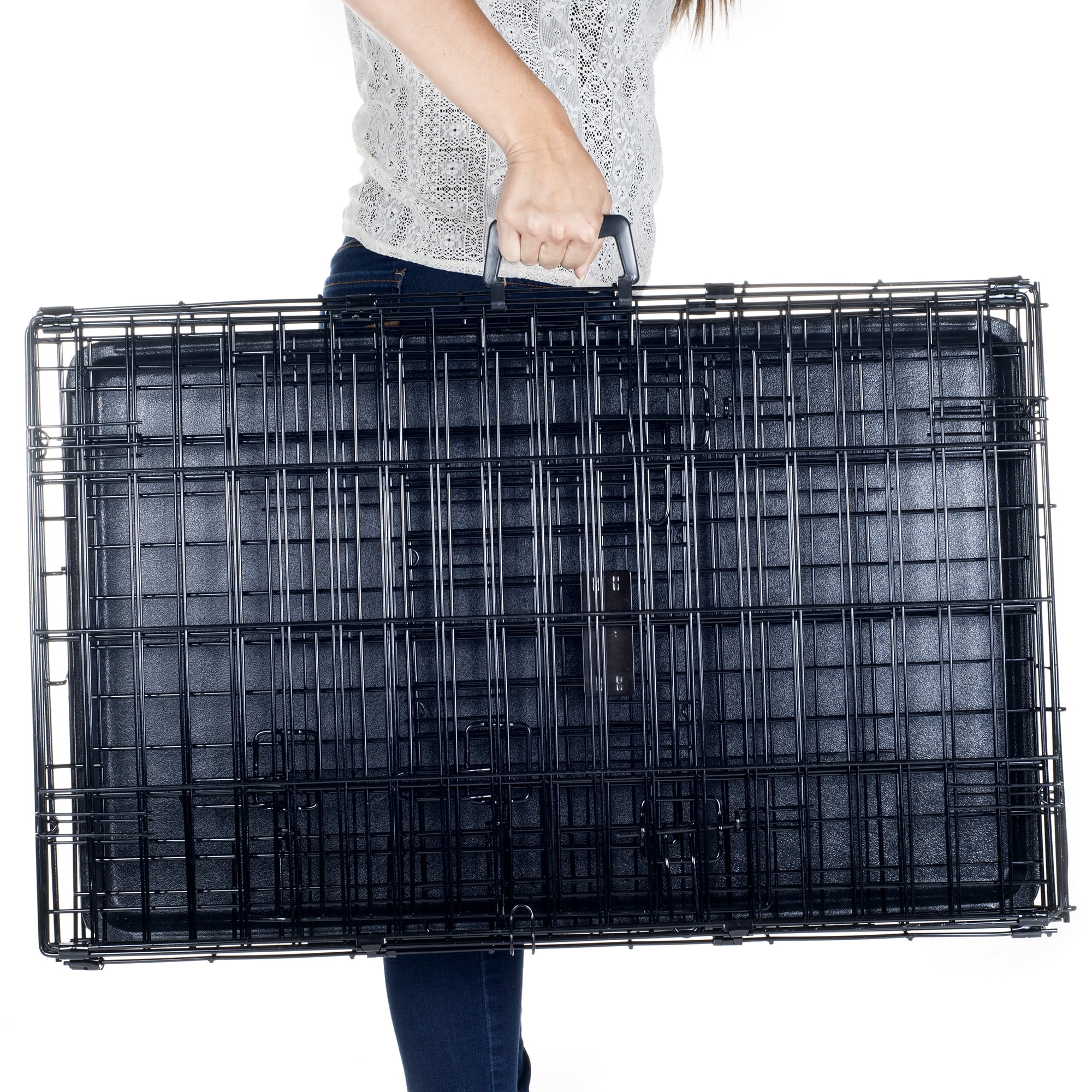 Petmaker Double Door Dog Crate, Black, Small, 30"L