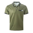 thumbnail image 2 of Mens Polo Shirt with Pocket Button Down T Shirt Short Sleeve Casual Summer Top Green XXL, 2 of 4