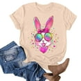 thumbnail image 4 of VBTAPA Women's Happy Easter Shirt Short Sleeve Funny Tops Rabbit Graphic Colored Eggs Print T-Shirts Easter Day Gifts Limited Time Sales Khaki XXL, 4 of 5