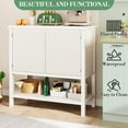 thumbnail image 6 of Garvee Farmhouse Console Table with Storage - 2 Fluted Door Cabinet, Entryway Sofa Table & Buffet Sideboard for Living Room, Dining Room & Hallway - Rustic White Wooden Shelf & Cabinet, 6 of 8