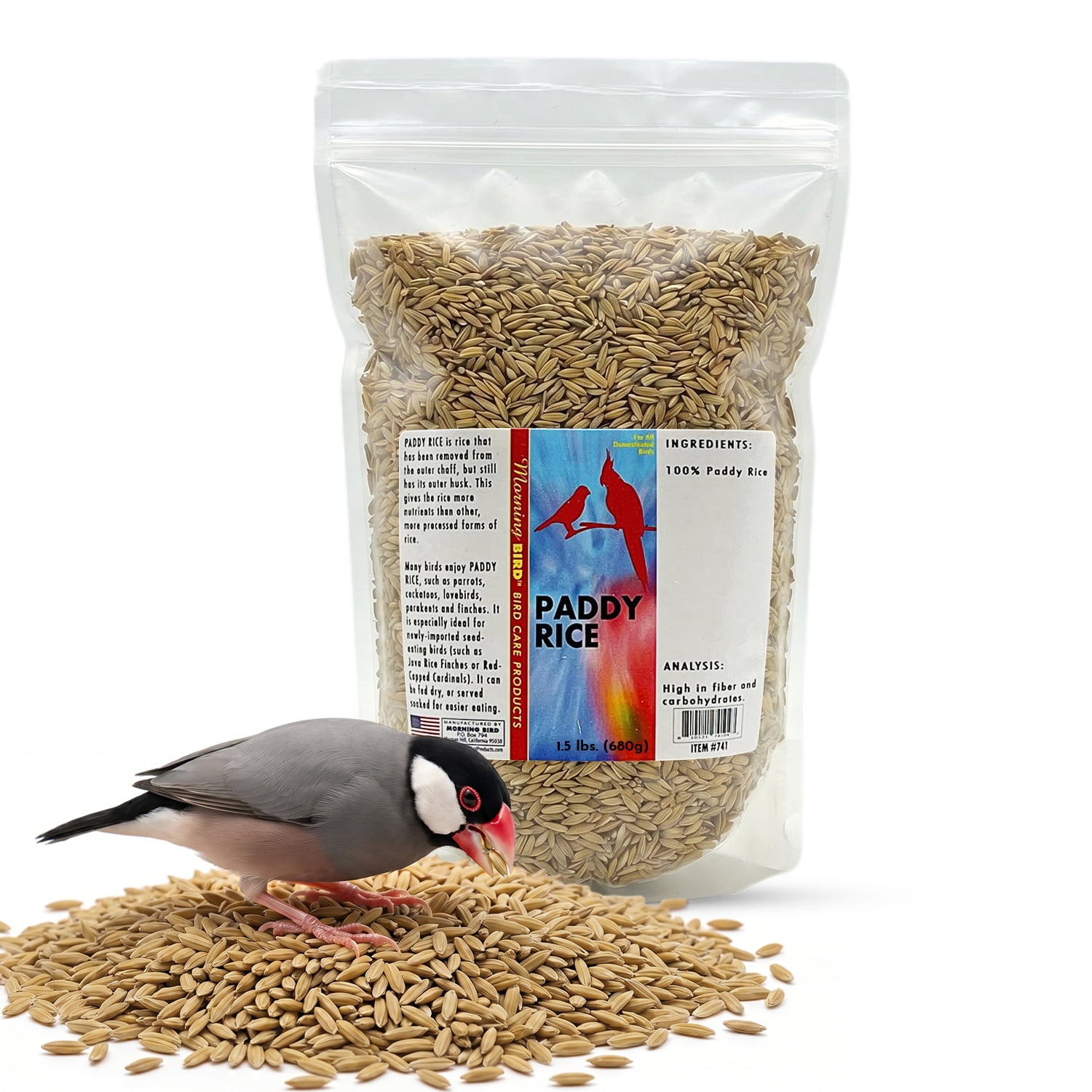 Morning Bird Paddy Rice 1.5 lbs – Bird Food for Seed-Eating Birds – Natural Rice Seed for Daily Nutrition