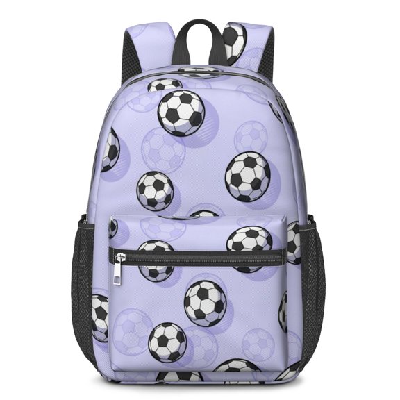 Soccer and Shadow Purple Pattern 17" School Backpacks for Teens,Waterproof Oxford Fabric,S-Shape Padded Straps for School,Travel,Hiking,Camping