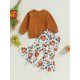 thumbnail image 4 of Ropa de otoño-invierno para niña, conjunto de sudadera con cuello redondo y pantalones acampanados con parches de calabaza, trajes de Halloween para niña pequeña, 4 of 7