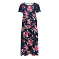 thumbnail image 4 of Viikei Plus Size Summer Maxi Dress for Women,Women's Casual Ruffle Short Sleeve Dress,Women's Flower Printing Casual Short Sleeve Crewneck Dress Casual Flowy Tiered Maxi Beach Dress Navy XL, 4 of 6