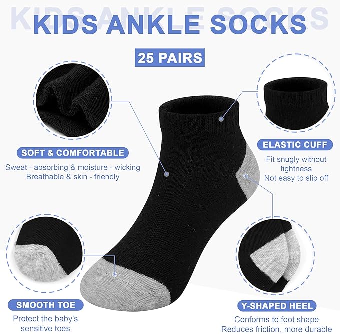Gentaby Kids Low-Cut Ankle Socks, 25 Pairs Multicolor photo 4