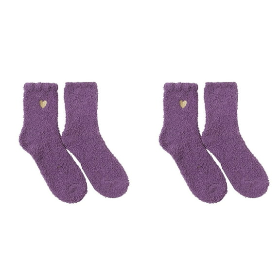 XIYNBAOK 2 Pairs Fuzzy Socks for Women Casual Heated Print Comfortable Socks Non Slip Winter Fluffy Cozy Socks Casual Home Sleep Coral Fleece Socks Christmas Gifts