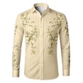 thumbnail image 4 of Angala Kids Shirts Long Sleeve Shirts Button Down Lapel Neck Floral Print Cowboy Style Comfortable Breathable Dailywear Boys Tops Size 4-5 Years Beige, 4 of 4