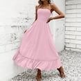 thumbnail image 2 of Enjoytime Women's Boho Long Maxi Party Dress Summer Wedding Guest Off The Shoulder V Neck Loose Flowy Dresses Pleated Elegant Dresses, 2 of 6