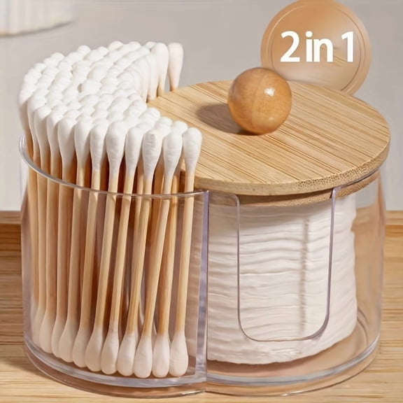 Transparent Cotton Swab Makeup Pad Storage Box with Lid Bathroom Counter Organizer Space Saving Cosmetic Storage