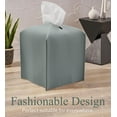 thumbnail image 2 of Tissue Box Cover, Square Decorative PU Leather Tissue Box Holder Modern Tissue Case Facial Paper Organizer Dispenser for Bathroom, Vanity Countertop, Night Stands, Desk 5X5X5'', 2 of 6