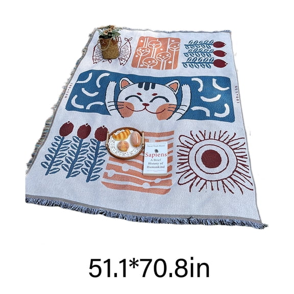 AUQ Picnic Blankets,Polyester Tent Carpet,Simple Pattern Picnic Mat,52"X71"