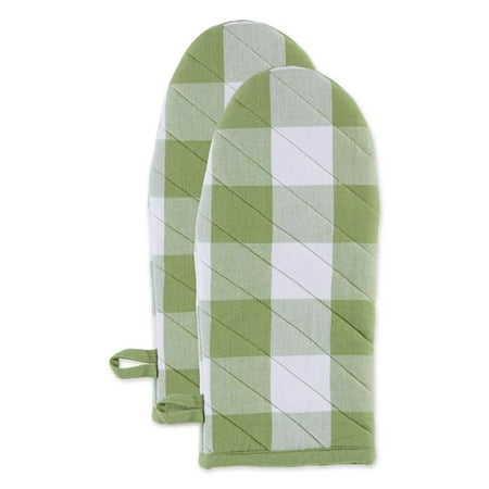 

13 x 6 in. Antique Green Buffalo Check Oven Mitt - Set of 2
