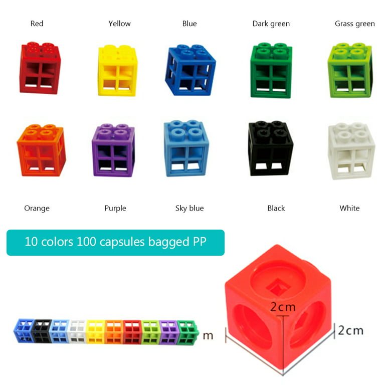 100pcs Mathematics Linking Cubes Children Educational Multilink Linking  Counting Cubes Kids Learning Kindergarten Birthday Gift