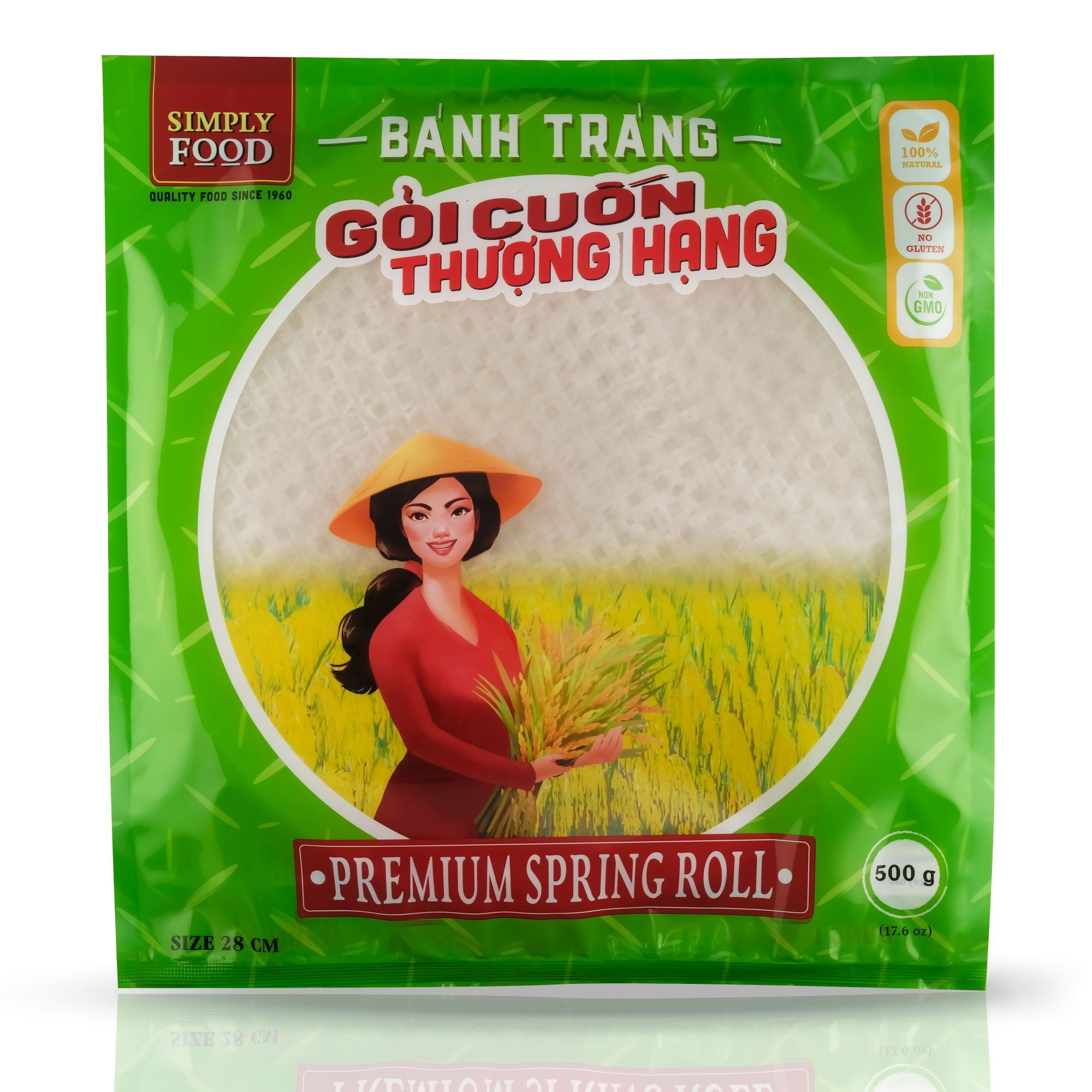 Spring Roll Rice Paper Wrappers Size 28 cm, CircleShaped, and GlutenFree (500g) by Simply