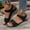 Black, variant on Women's Round Toe Wedge Heel Sandals, Soft Cushioned Sole, Slip-On Comfortable Casual Summer Beach Footwear for All-Day Walking Navy 37