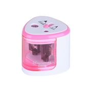 Multi-functional Automatic Electric Pencil Sharpener Battery Operated with 2 Holes(6-8mm / 9-12mm) for Home School Student Pink