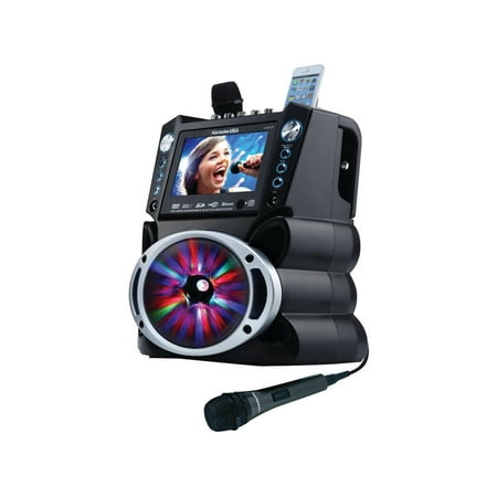 KARAOKE USA GF842 DVD/CD+G/MP3+G Bluetooth(R) Karaoke System with 7 TFT Color Screen & LED Sync Lights