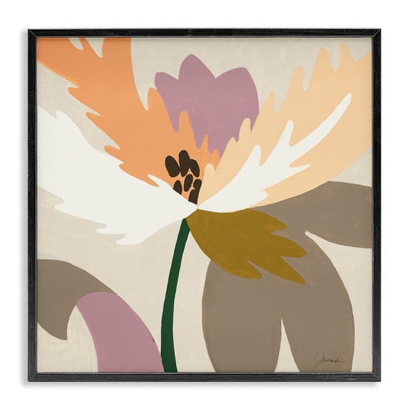 Stupell Industries Mid-Century Geometric Flower Petal Shapes Black Framed Giclee Art, 12 x 12, by Liz Jardine