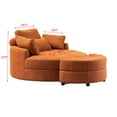 thumbnail image 2 of TOYTEXX Fauteuil Tonneau Rond Pivotant Surdimensionné de 51,2 Pouces, avec Ottomane de Rangement et 4 Coussins, Fauteuil Lounge d'Appoint Rembourré, Orange, 2 of 7