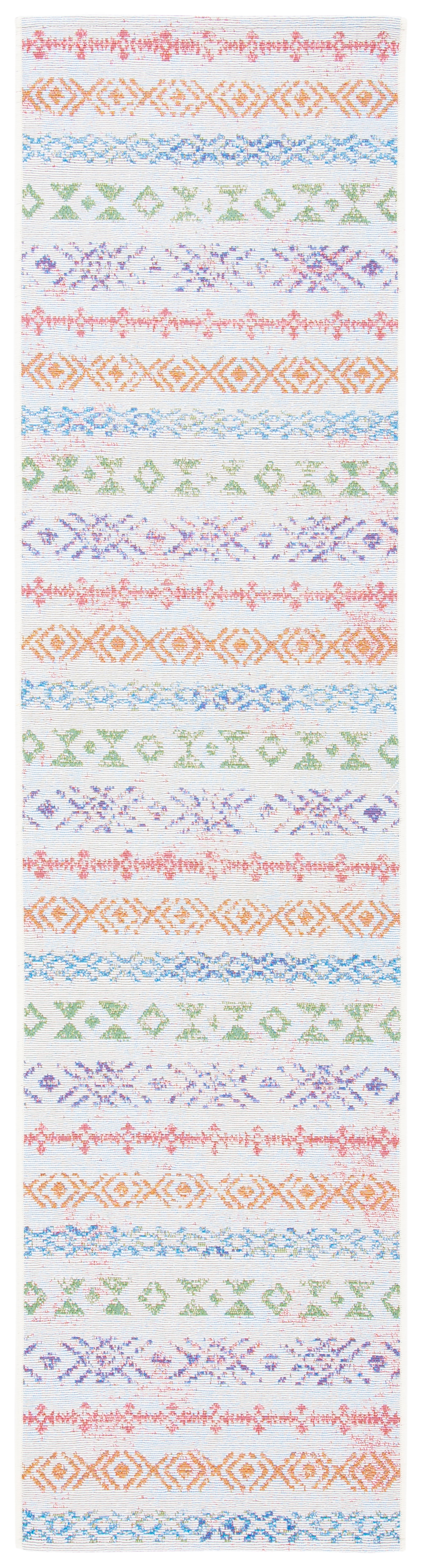 Safavieh Summer Joella Outdoor Geometric Striped Runner, Ivory/Blue, 2' x 8'