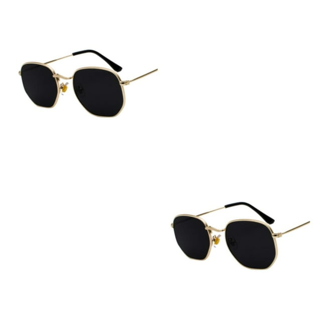kurtrusly Lightweight Frame Unisex Hexagonal For Men And Women Materials gold black gray C2 2Set