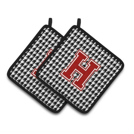 

Carolines Treasures CJ1021-HPTHD Letter H Monogram - Houndstooth Black Pair of Pot Holders 7.5HX7.5W multicolor