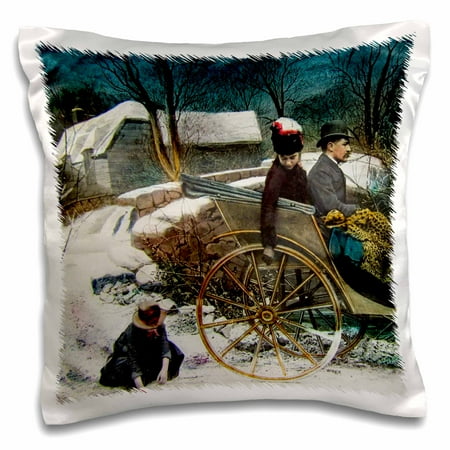 1890 Victorian Antique - 3dRose Victorian Tale Billys Rose No. 8 Dickens 1890 Magic Lantern Slide - Pillow Case, 16 by 16-inch