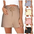 thumbnail image 5 of Qeaghou Womens Casual Shorts Comfy Waffle Elastic Waist Summer Shorts Solid Drawstring Wide Leg Loose Fit Workout Shorts, 5 of 6