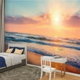 thumbnail image 2 of Peel and Stick Wallpaper Ocean wave beach sunset time sun rays Modern Art Wall Mural Decor Self Adhesive and Removable 100in x 144in, 2 of 8