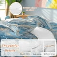thumbnail image 2 of Abstract Ocean Waves Duvet Cover Set King Size, Gradient Blue Gold Sea Art 4 Piece Soft Microfiber Bedding Set with 1 Duvet Cover, 1 Flat Sheet, 2 Pillowcases, 2 of 9