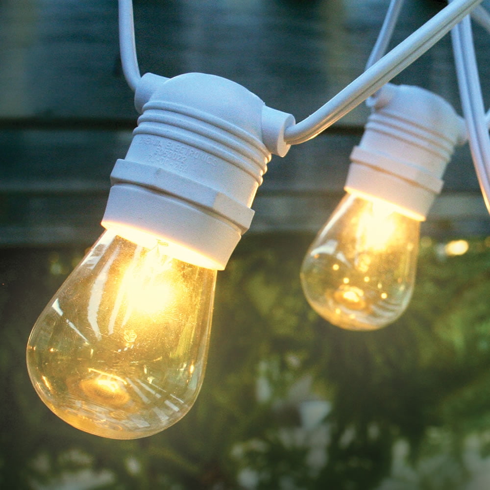 24 Socket Outdoor Commercial String Light Set S14 Bulbs 54 Ft 24 Socket Outdoor Commercial String Light Set S14 Bulbs 54 Ft White Cord W E26 Medium Base Weatherproof Com