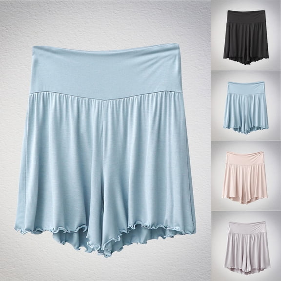 FRSASU Women's Pajama Shorts Comfy Elastic Waist Lightweight Breathable Sleep Shorts Modal Cotton Soft Lounge Pj Bottoms Light Blue