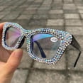 thumbnail image 5 of Oprah style Bling Rhinestone Square Reading Glasses For Women Shiny Diamond Blue Light Blocking Eyeglasses, 5 of 6