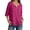 C-Hot Pink492, variant on 3/4 Sleeve T Shirts For Women Notch V Neck Button Front Shirt Casual Loose Fit Basic Top Solid Color Casual Daily Wear Trendy Tops