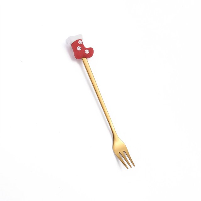Danhjin Steel Tableware Stainless Steel Christmas Fork Gift Dessert Fork Christmas Pendant Fork Tableware Plastic Forks