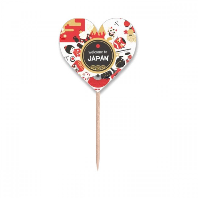 Welcome To Japan Japanese Style Sushi Toothpick Flags Heart Lable Cupcake Picks