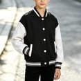 thumbnail image 5 of Lutiedan Kids Varsity Baseball Bomber Jacket Boys Girls Long Sleeve Button down Jackets Unisex School Uniform Jackets Size 1-15, 5 of 7
