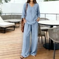 thumbnail image 2 of Lounge Sets for Women Women's 2 Piece Linen Sets Summer Two Piece Outfits 3/4 Sleeve Tops Casual Dress Lounge Capris Pants Set Travel Outfits QURATI Xl, 2 of 4