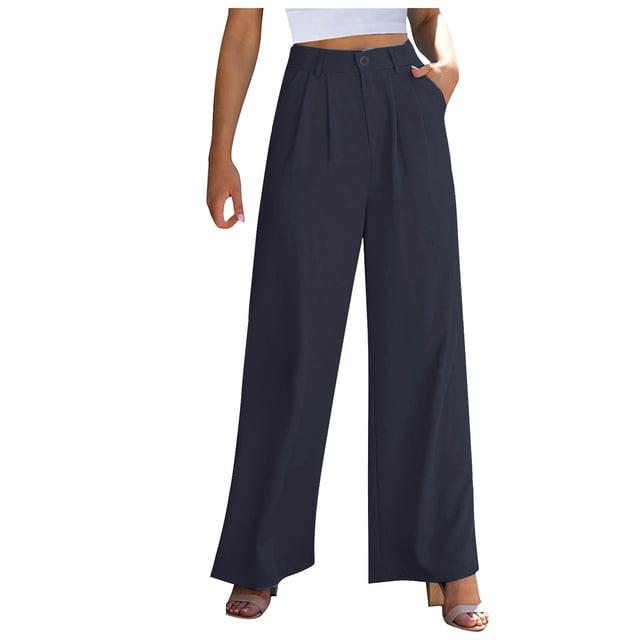 RKSTN Womens Pants Spring And Color Versatile Straight Tube High Waisted Commuting Suit Pants Wide Leg Pants Loose Fitting Long Pants