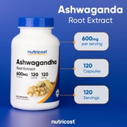 Nutricost Ashwagandha Herbal Supplement 600mg, 120 Capsules
