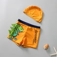 thumbnail image 2 of vigerkar Boys 2pcs Swim Trunks Cartoon Dinosaur Beach Boxers with Cap Rashgurad Swimsuit Set UPF 50+ (Green, 1-3 Years), 2 of 7