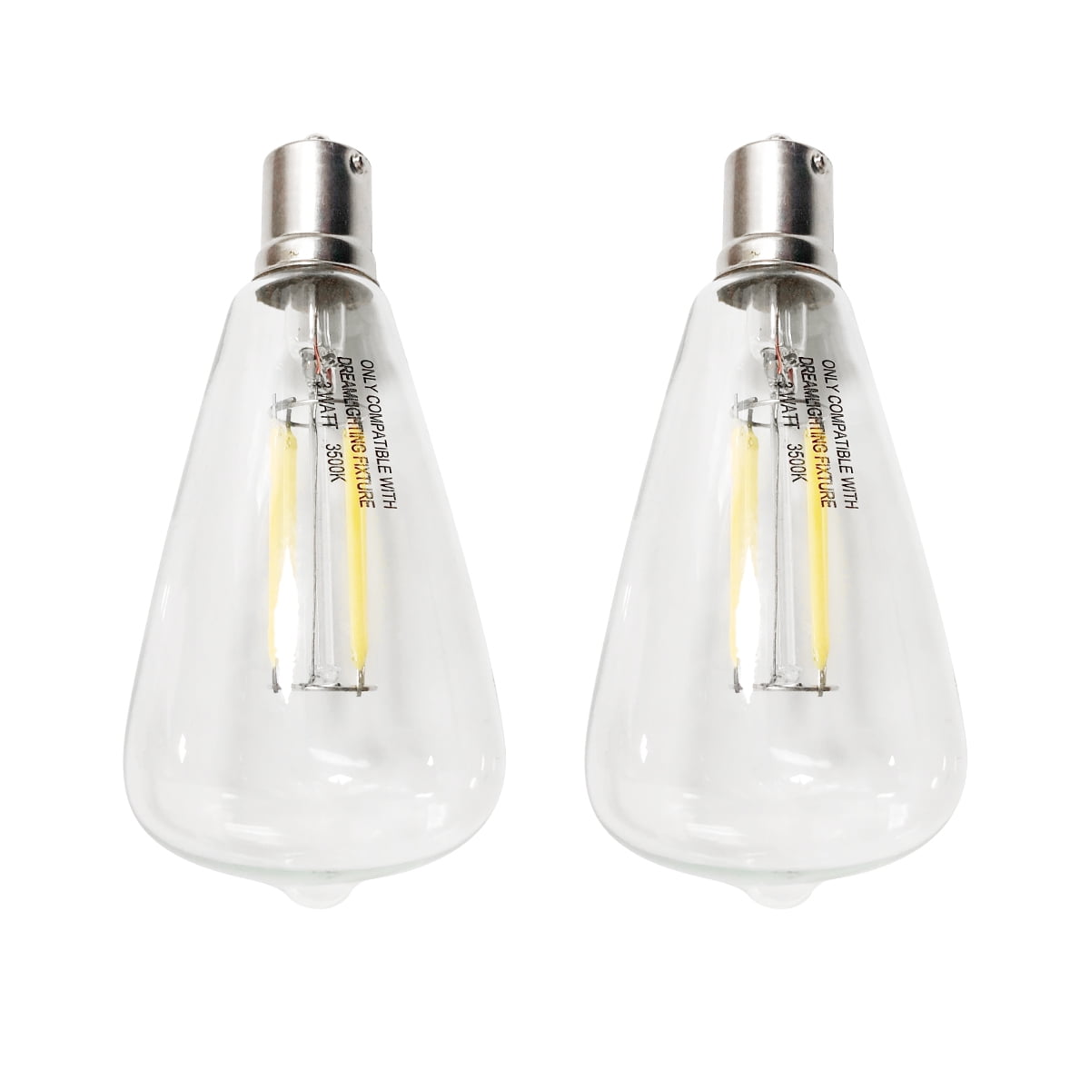 Dream Lighting LED Edison Bulb 3W, 150 Lumens, Warm White 3000K, LED Vintage Replace Globe Dinette Light Fixtures, Pack of 2