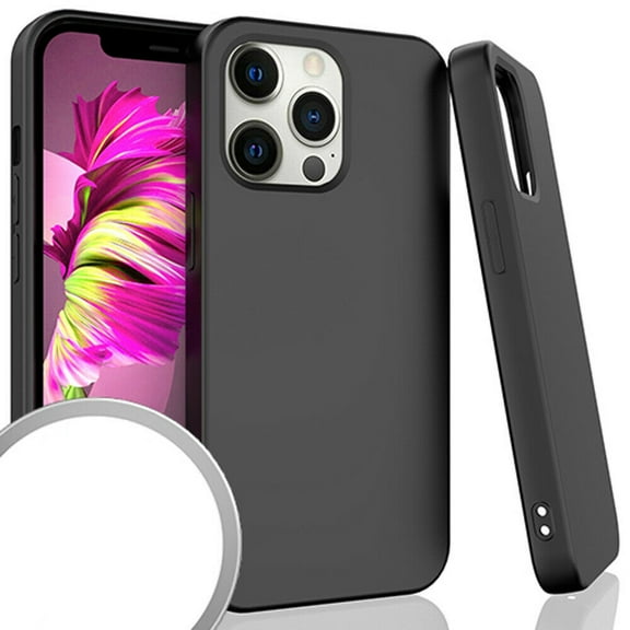 Kaleidio Case For iPhone 13 Pro (6.1") [Liquid Silicone] Smooth Hybrid Protector Slim Skin Cover [Black]