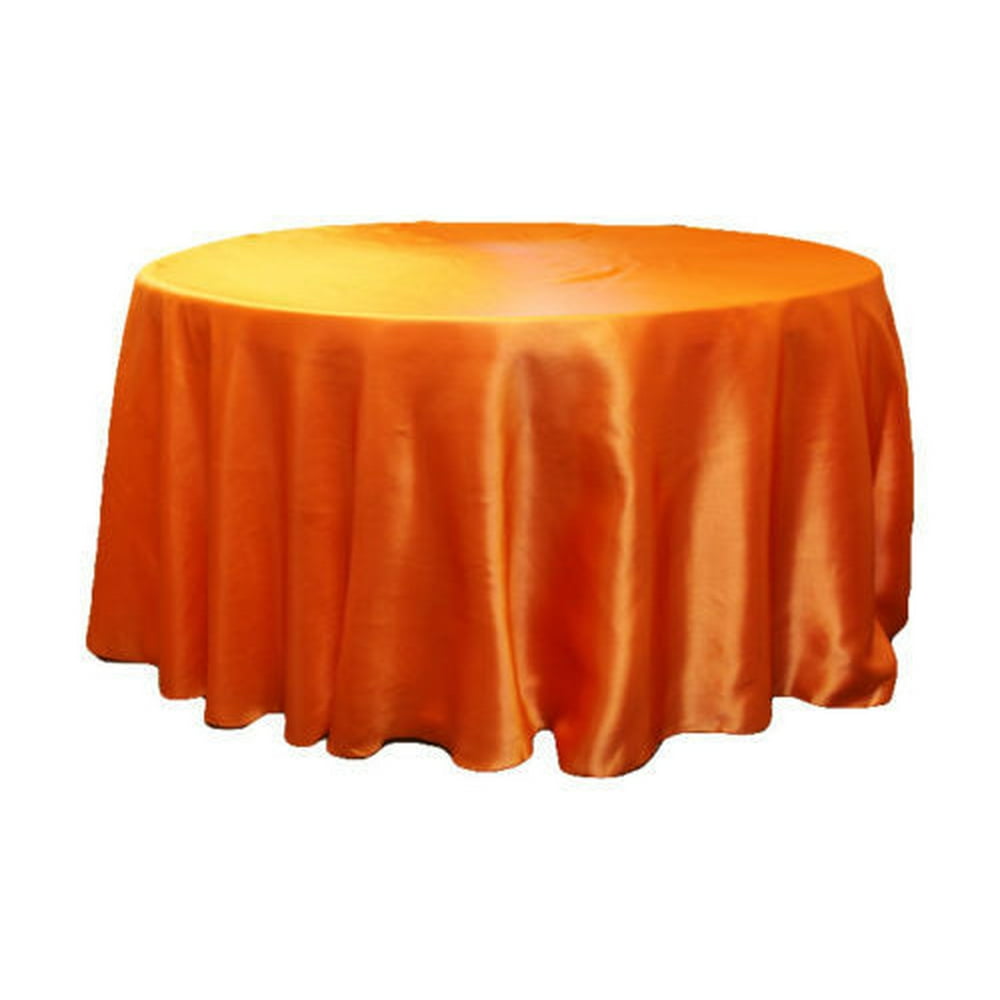5 Pack 132" Inch round Satin Tablecloth 21 COLORS Table Cover Wedding Banquet", (Color: Orange ...