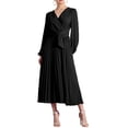 thumbnail image 1 of INSPIRE CHIC Vestido Elegante Plisado para Mujer con Cuello en V Cruzado, Manga Abullonada, Cintura con Cinta, Vestidos A-Line S Negro, 1 of 6