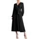 thumbnail image 1 of INSPIRE CHIC Vestido Elegante Plisado para Mujer con Cuello en V Cruzado, Manga Abullonada, Cintura con Cinta, Vestidos A-Line S Negro, 1 of 6